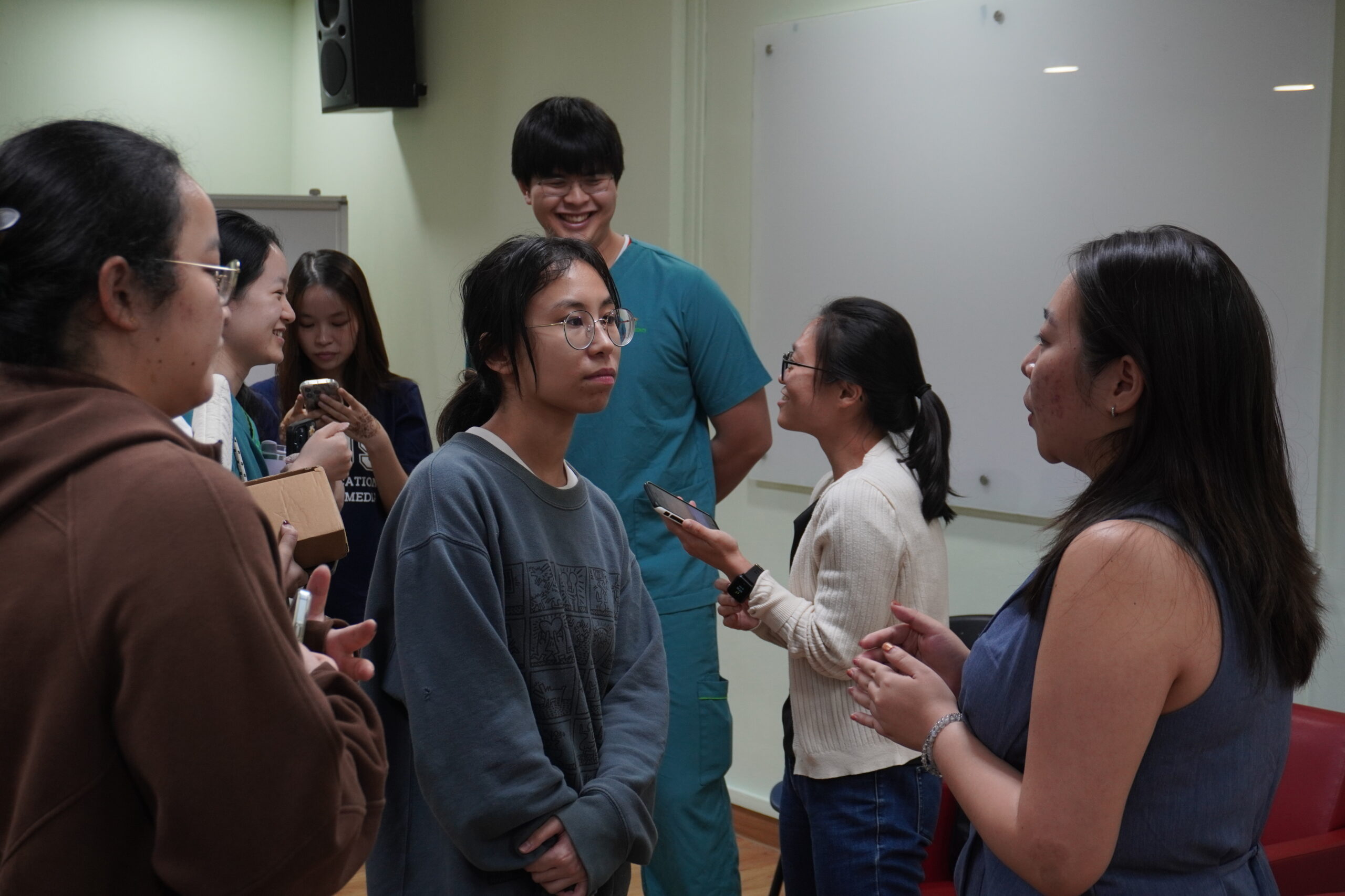 Helixians engaging our speakers after the session