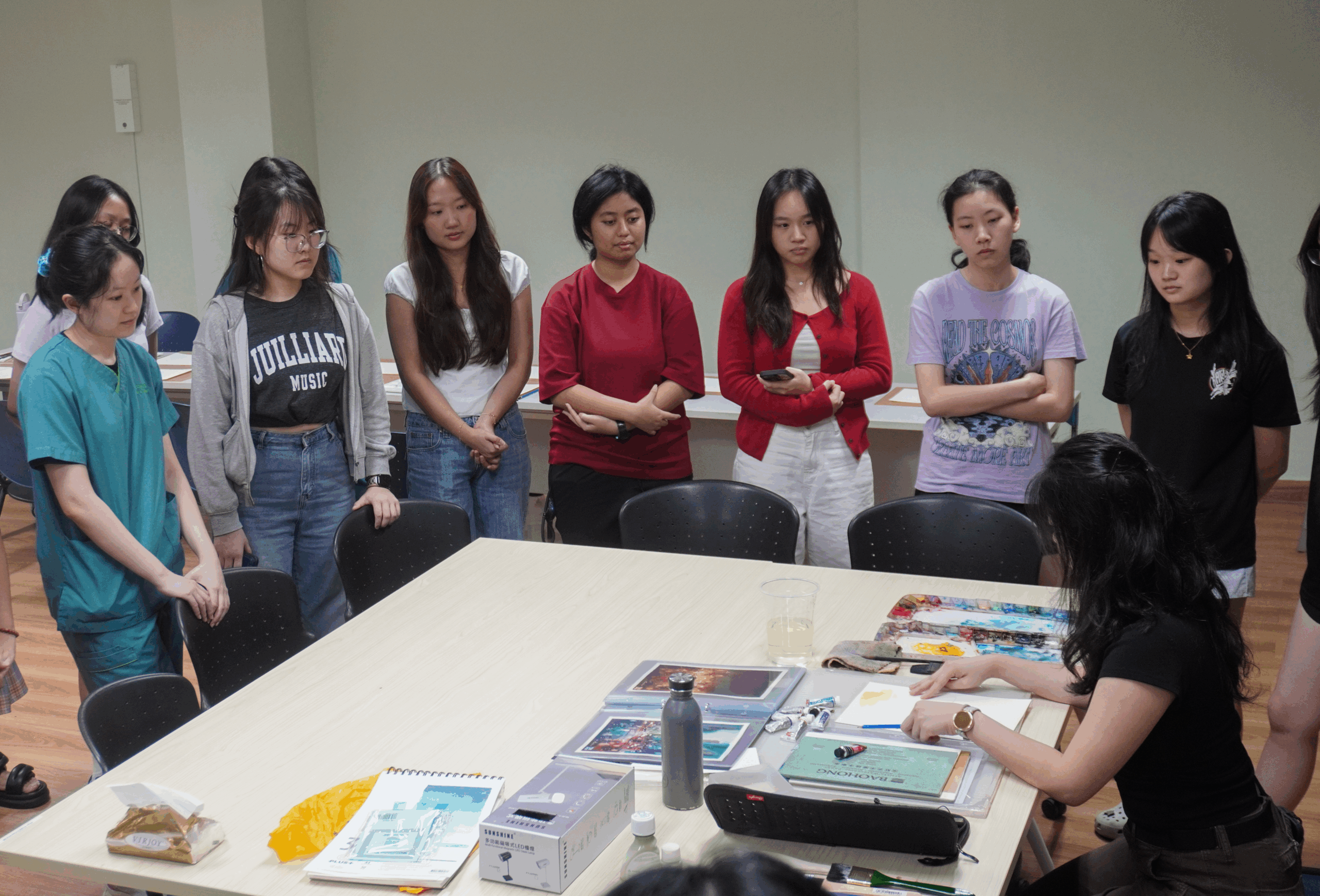 Helixians learning the art of watercolor paintings