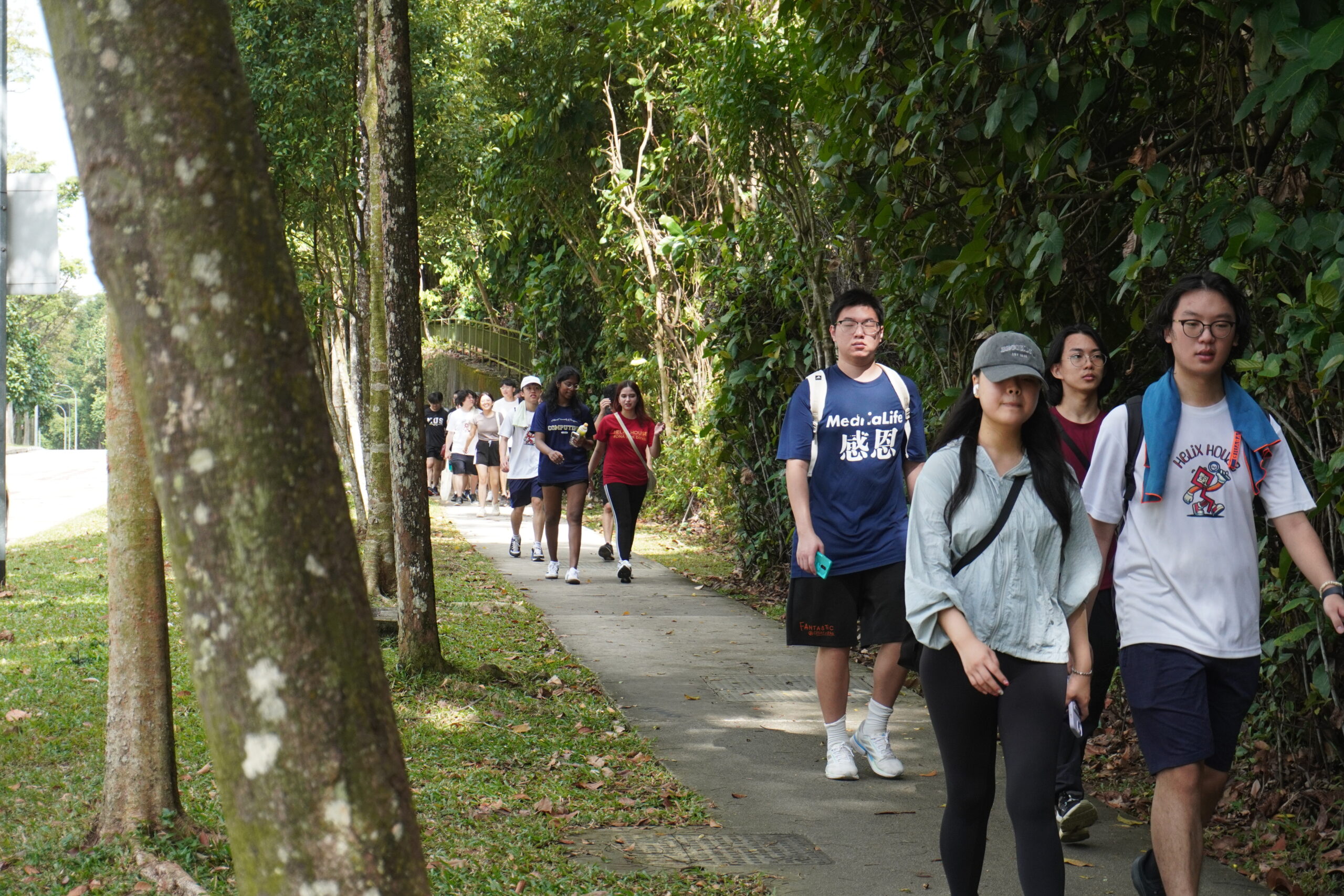 Helixians off for their first morning hiking trail

