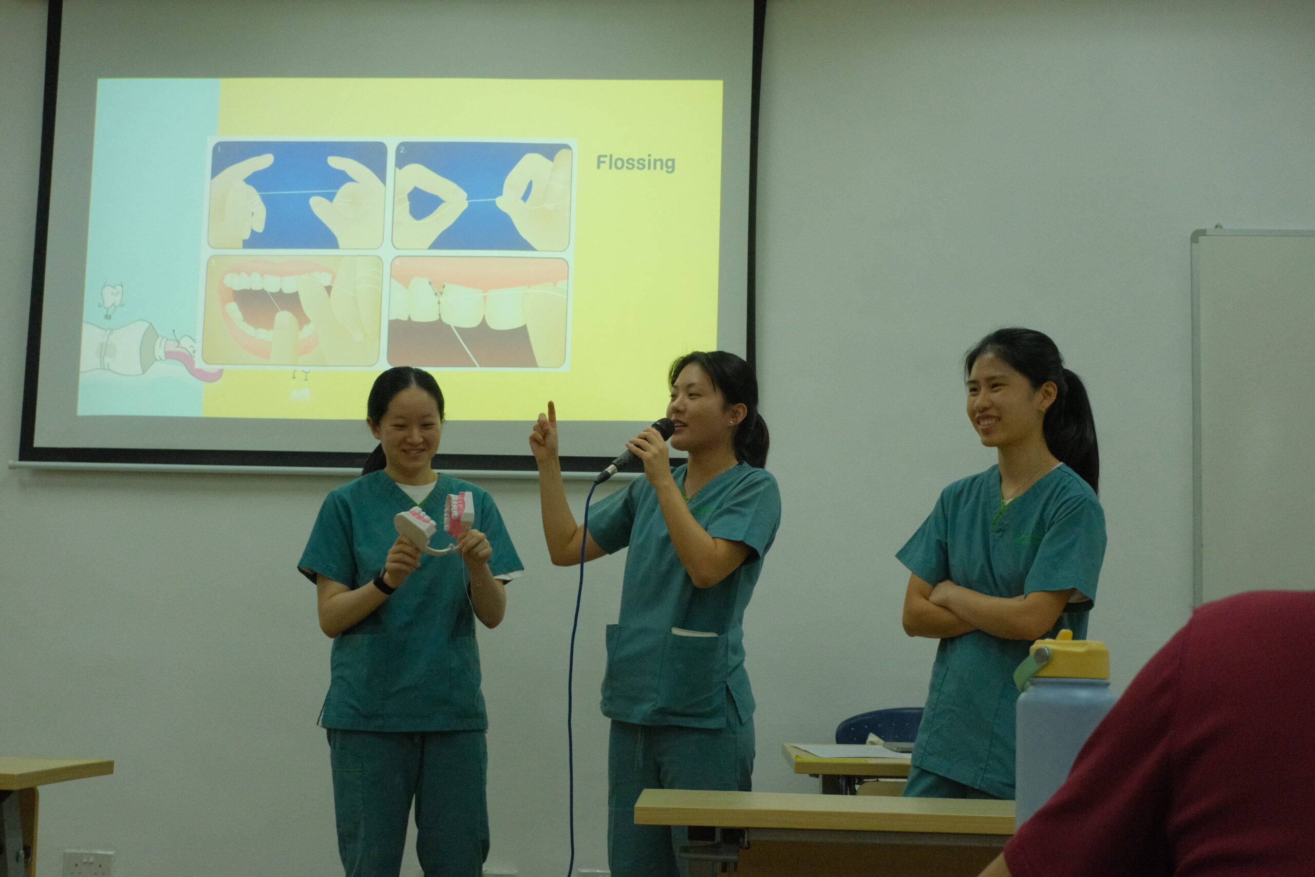 Our speakers engaging Helixians with practical oral health tips